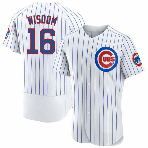 Chicago Cubs #16 Patrick Wisdom White CLOTHIN Flex Base Stitched Jersey