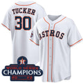 Houston Astros #30 Kyle Tucker White CLOTHIN 2022 World Series Champions Home Stitched Jersey