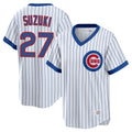 Chicago Cubs #27 Seiya Suzuki Player White CLOTHIN T-shirt Cooperstown Collection Limited Stitched Jerseys