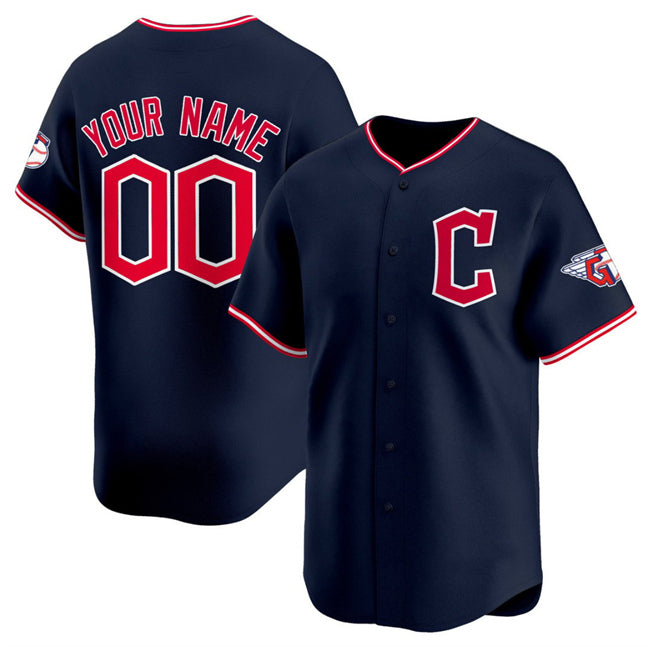 Custom Cleveland Guardians Active Player Navy CLOTHIN 2025 Alternate Limited Stitched Jersey
