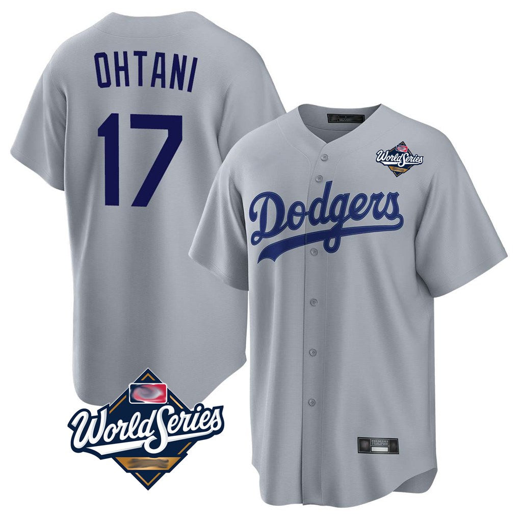 Los Angeles Dodgers #17 Shohei Ohtani Player Gray CLOTHIN World Series Game Stitched Jerseys