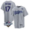 Los Angeles Dodgers #17 Shohei Ohtani Player Gray CLOTHIN World Series Game Stitched Jerseys