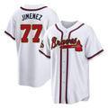 Atlanta Braves #77 Joe Jimenez Player White Gold CLOTHIN Home Game Stitched Jerseys