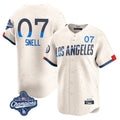 Los Angeles Dodgers #7 Blake Snell Player Cream CLOTHIN City Connect Limited World Series Meet Home Stitched Jerseys