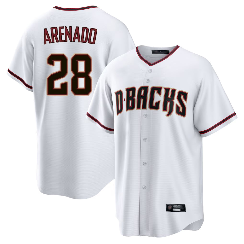 Arizona Diamondbacks #28 Nolan Arenado Player White CLOTHIN Home Game Stitched Jerseys