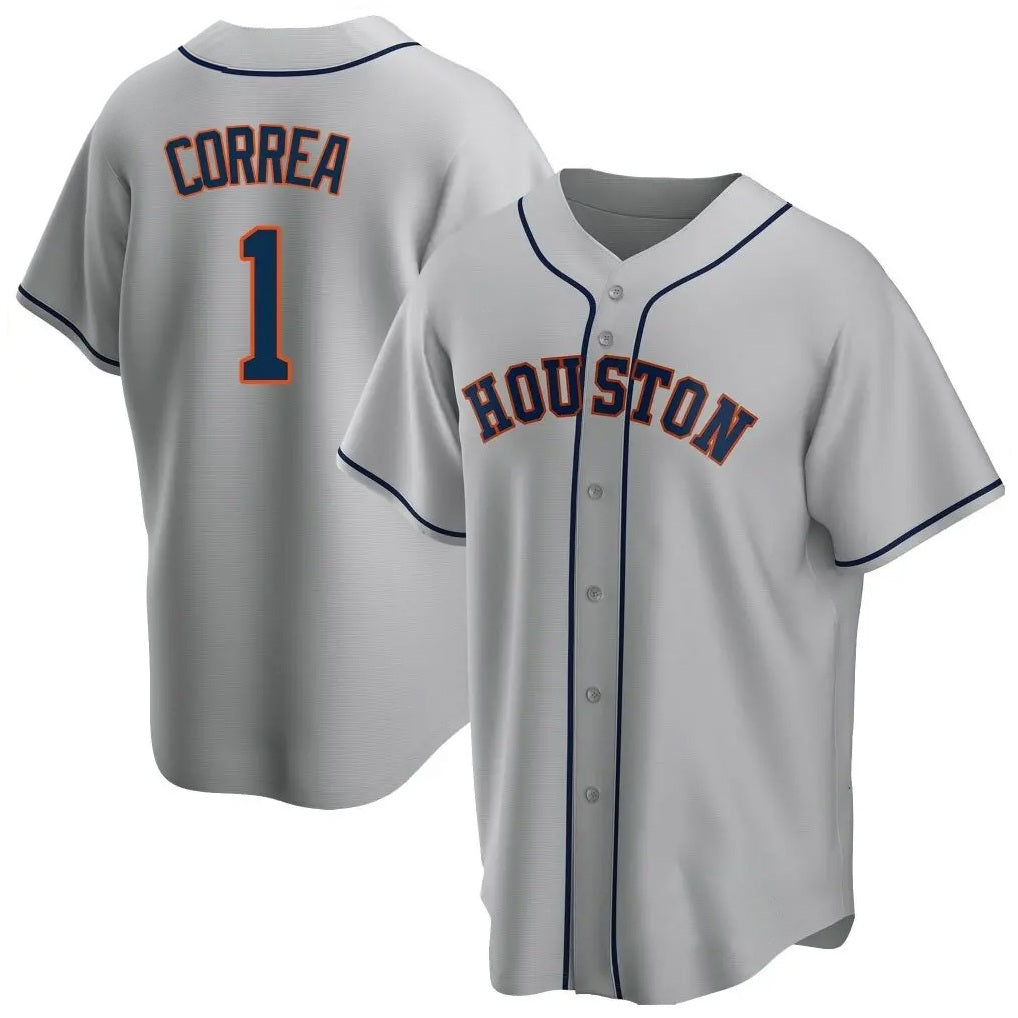 Houston Astros #1 Carlos Correa Player Gray CLOTHIN Home Game Stitched Jerseys