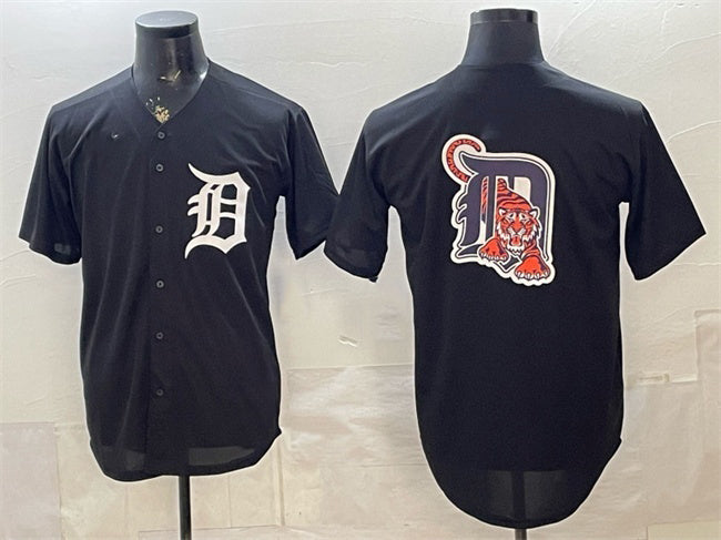 Detroit Tigers Team Big Logo Black CLOTHIN Limited Stitched Jersey
