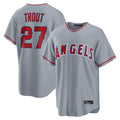 Los Angeles Angels #27 Mike Trout Player Gray CLOTHIN Home Game Stitched Jerseys