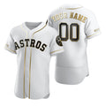 Custom Houston Astros White CLOTHIN Stitched Flex Base Golden Edition Jersey