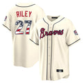 Atlanta Braves #27 Austin Riley Player Cream CLOTHIN USA 250 Fourth Of July Limited Home Game Stitched Jerseys