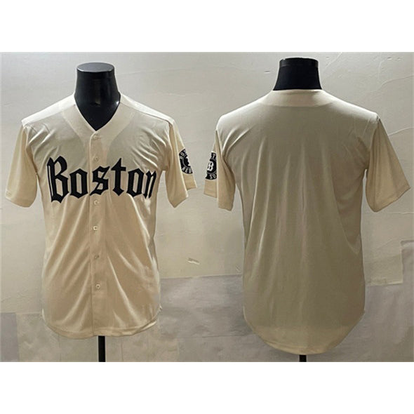 Boston Red Sox Blank Cream CLOTHIN Gothic Vapor Limited Stitched Jersey