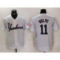 New York Yankees #11 Anthony Volpe White CLOTHIN Pinstripe Fashion Cool Base Jersey 2