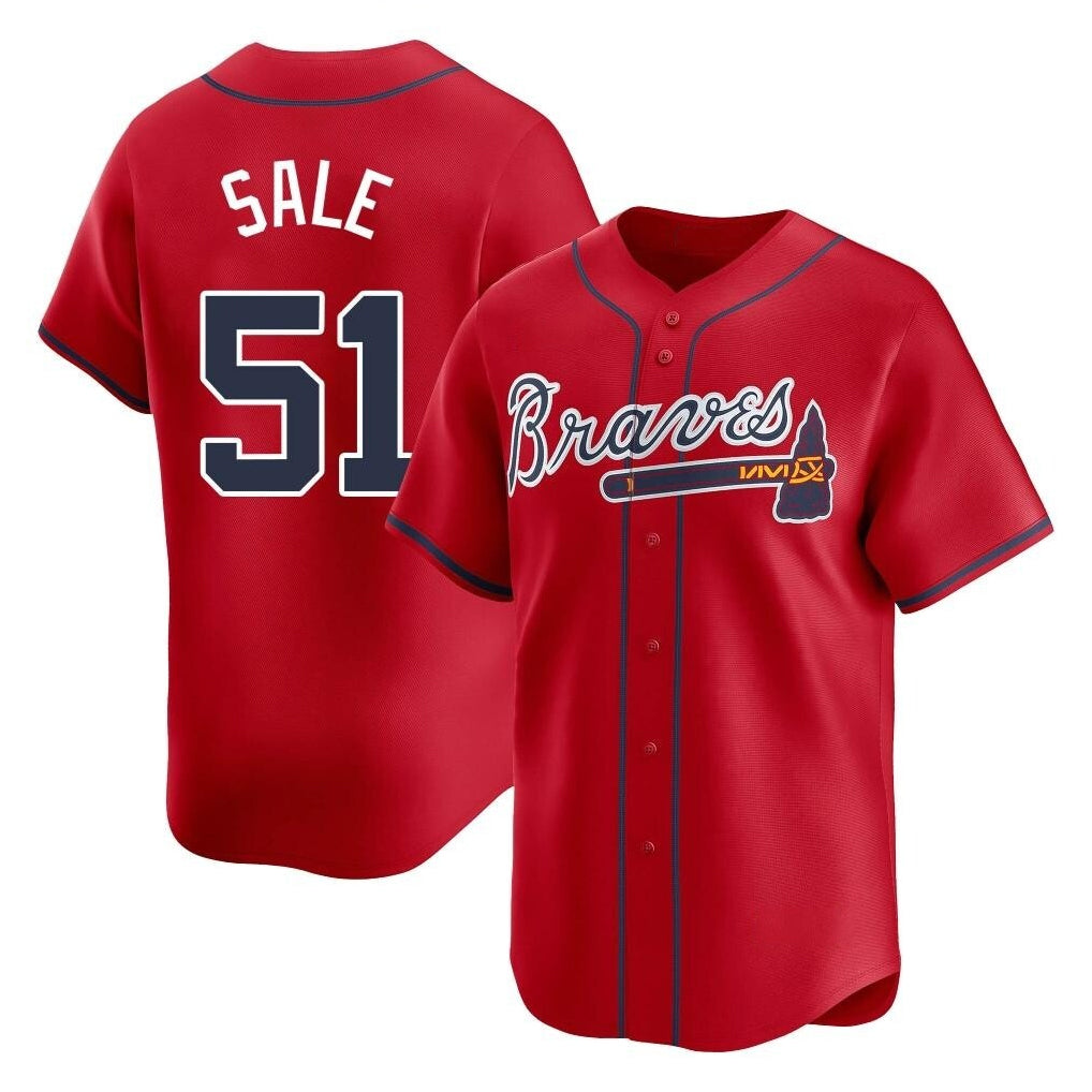Atlanta Braves #51 Chris Sale Player Red CLOTHIN Limited Home Game Stitched Jerseys