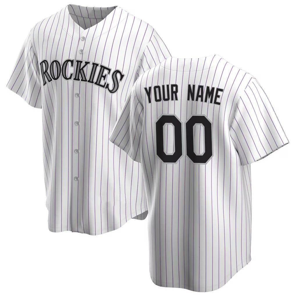 Custom Colorado Rockies White CLOTHIN Home Replica Jersey