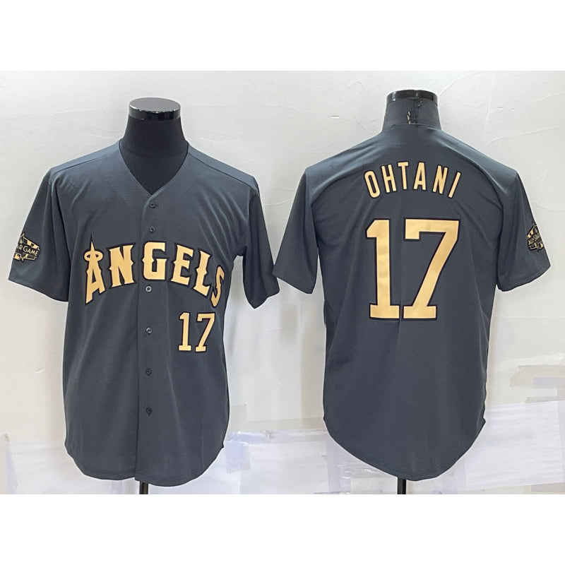 Los Angeles Angels #17 Shohei Ohtani Number Grey CLOTHIN 2022 All Star Stitched Cool Base Jersey