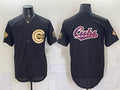 Chicago Cubs Team Big Logo Black Gold Black CLOTHIN 150th Anniversary Patch Stitched Jersey