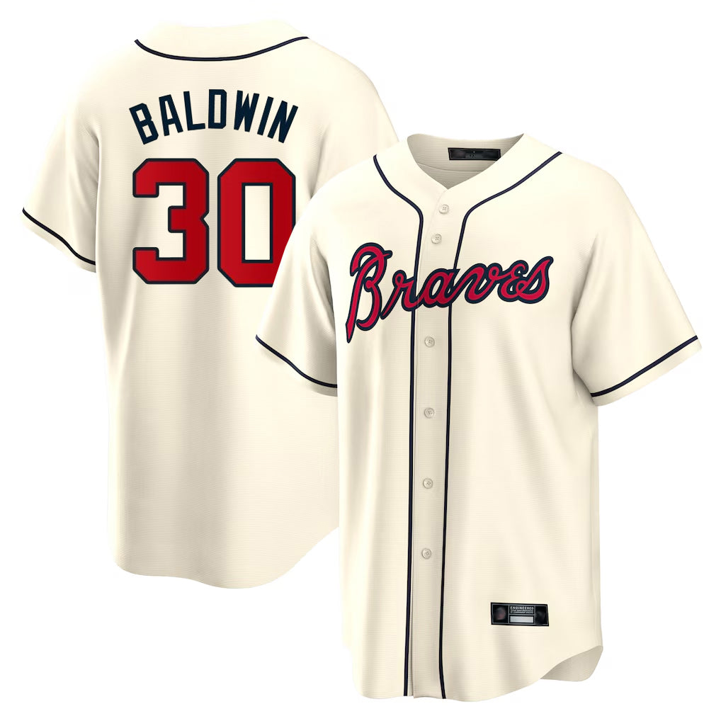 Atlanta Braves #30 Drake Baldwin Player Cream CLOTHIN Home Game Stitched Jerseys