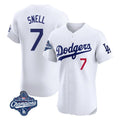 Los Angeles Dodgers #7 Blake Snell Player White CLOTHIN Limited Elite World Series Meet Home Stitched Jerseys