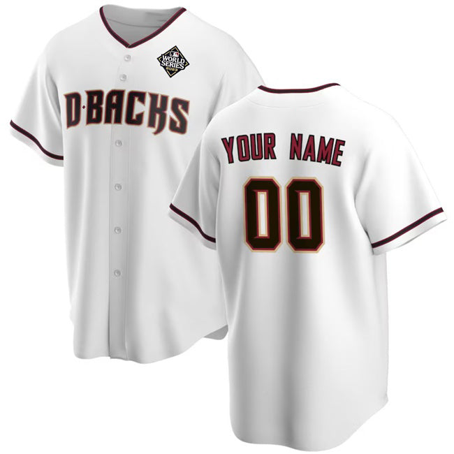 Custom Arizona Diamondbacks Active Player White CLOTHIN 2023 World Series Home Cool Base Stitched Jersey