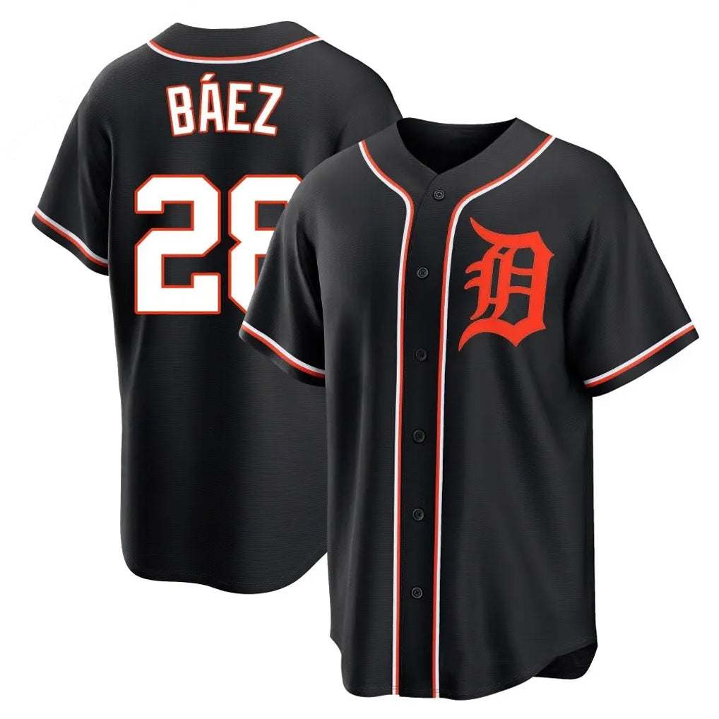 Detroit Tigers #28 Javier Baez Player Black CLOTHIN Fashion Out Home Game Stitched Jerseys