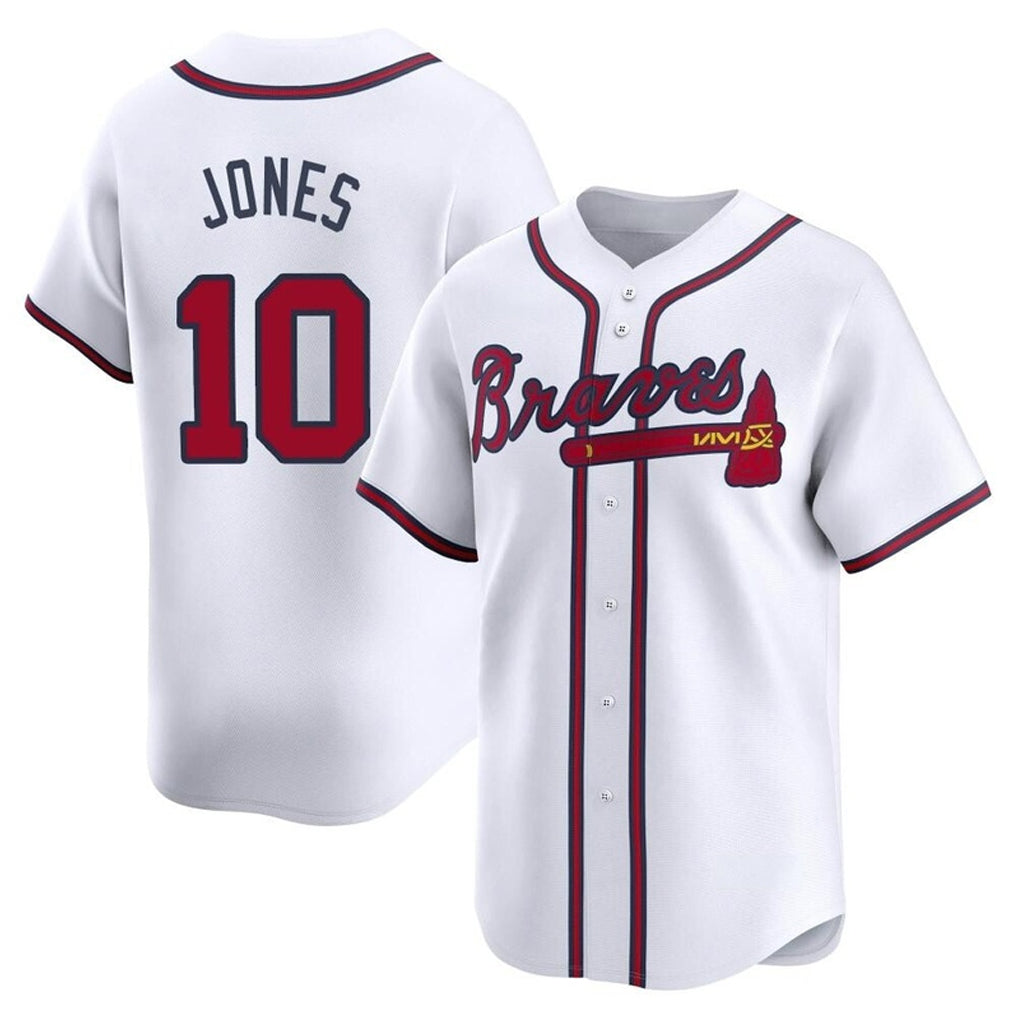 Atlanta Braves #10 Chipper Jones Player White CLOTHIN Limited Home Game Stitched Jerseys