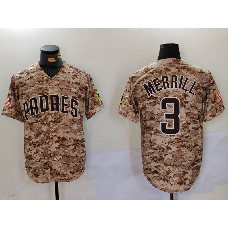 San Diego Padres #3 Jackson Merrill Camo CLOTHIN Cool Base Stitched Jersey