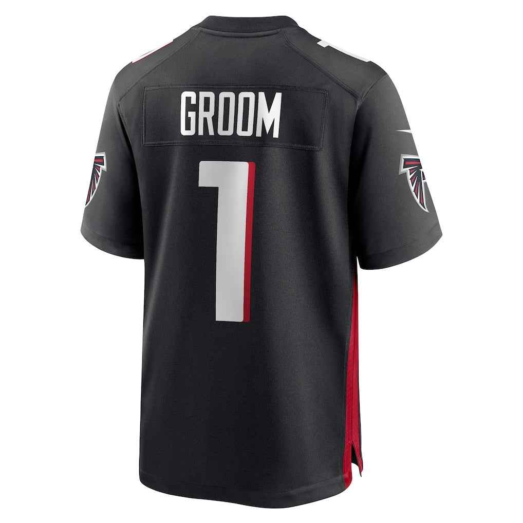 A.Falcons Number #1 Groom Black CLOTHIN Game Jersey