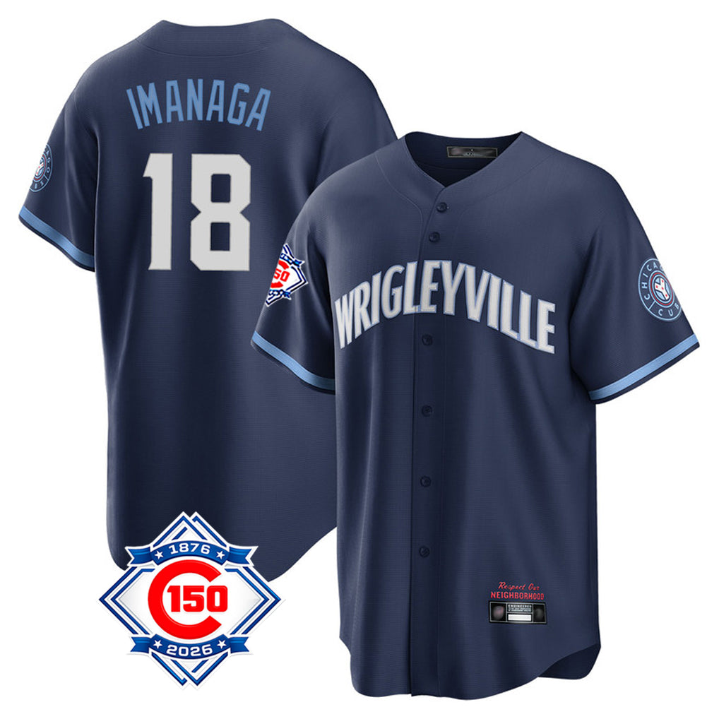Chicago Cubs #18 Shota Imanaga Player Navy CLOTHIN 150th Anniversary City Connect Home Game Stitched Jerseys