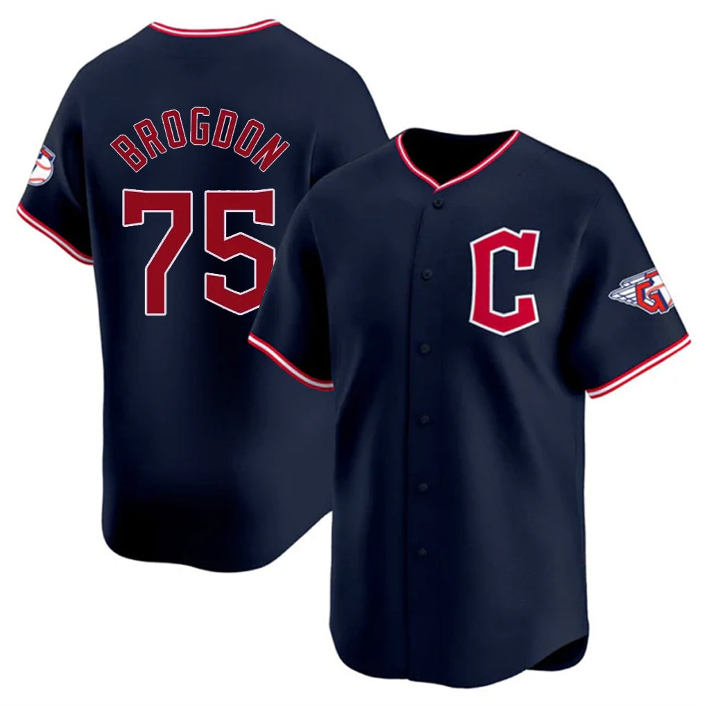 Cleveland Guardians #75 Connor Brogdon Player Navy CLOTHIN Limited Home Stitched Jerseys