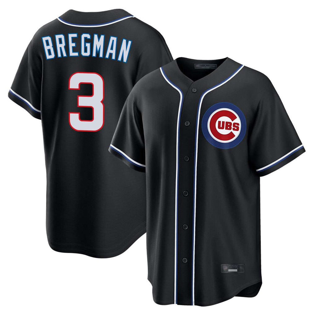 Chicago Cubs #3 Alex Bregman Player Black CLOTHIN Fashion Out Game Stitched Jerseys