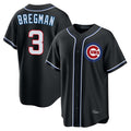 Chicago Cubs #3 Alex Bregman Player Black CLOTHIN Fashion Out Game Stitched Jerseys