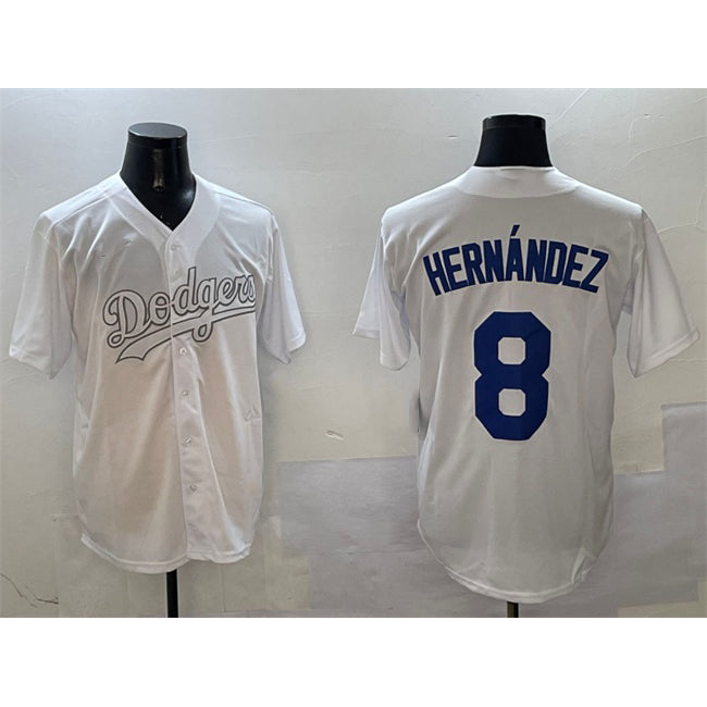 Los Angeles Dodgers #8 Enrique Hernandez White CLOTHIN Fashion Cool Base Stitched Jersey