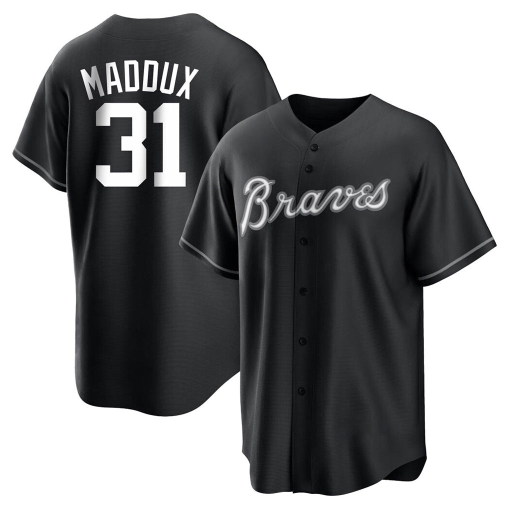 Atlanta Braves #31 Greg Maddux Player Black CLOTHIN Home Game Stitched Jerseys