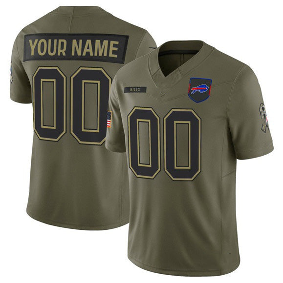 Custom B.Bills Active Player Olive CLOTHIN 2025 Salute to Service Limited Stitched Jersey