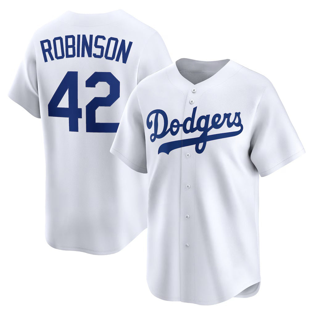 Los Angeles Dodgers #42 Jackie Robinson White CLOTHIN Throwback Cooperstown Collection Limited Jersey