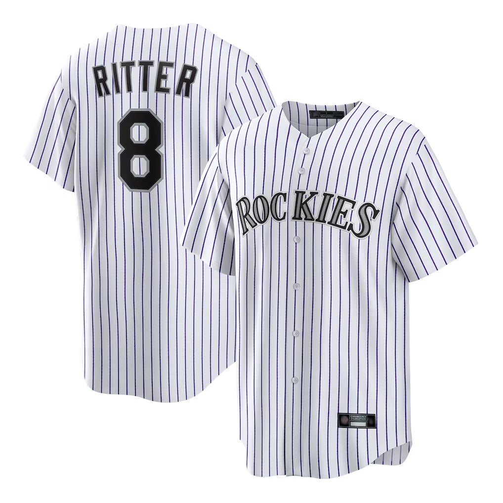 Colorado Rockies #8 Ryan Ritter Player White CLOTHIN Game Home Stitched Jerseys