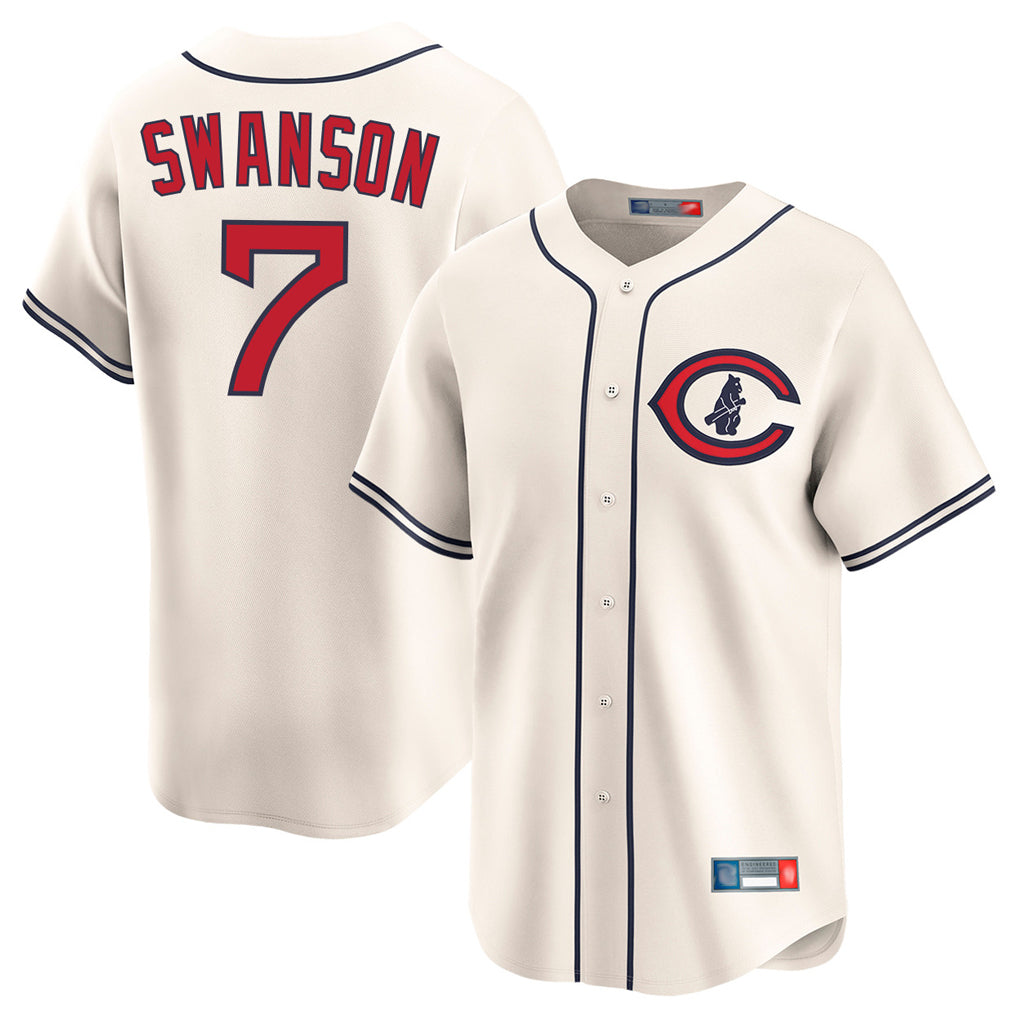 Chicago Cubs #7 Dansby Swanson Player Cream CLOTHIN Field of Dreams Limited Home Game Stitched Jerseys