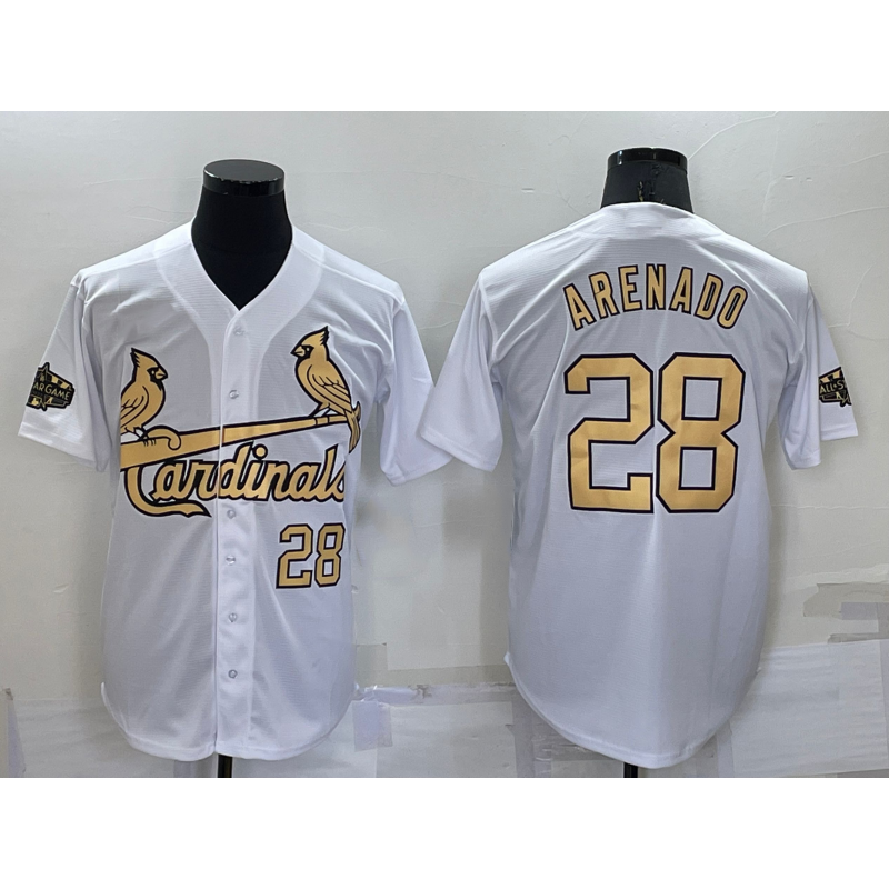 St. Louis Cardinals #28 Nolan Arenado Number White CLOTHIN 2022 All Star Stitched Cool Base Jersey