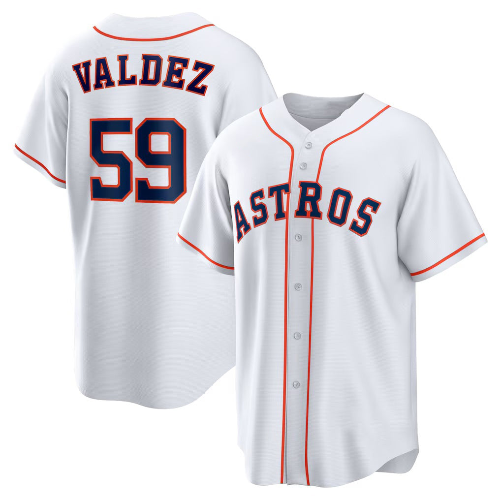 Houston Astros #59 Framber Valdez White CLOTHIN Home Replica Jersey