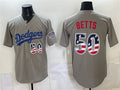 Los Angeles Dodgers #50 Mookie Betts Gray CLOTHIN 250 Fourth of July Road Stitched Jersey