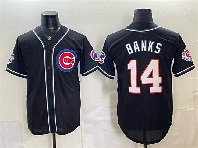 Chicago Cubs #14 Ernie Banks 150th Anniversary Black CLOTHIN Out Style Vapor Premier Limited Stitched Jersey