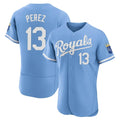 Kansas City Royals #13 Salvador Perez Player Light Blue CLOTHIN Alt Limited Elite Home Stitched Jerseys