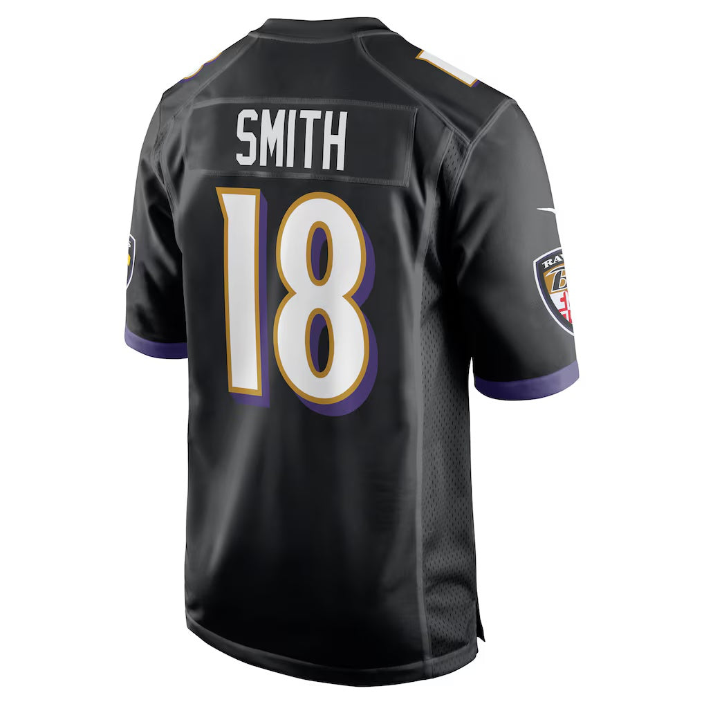 B.Ravens #18 Roquan Smith Black CLOTHIN Alternate Game Jersey