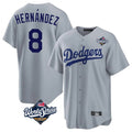 Los Angeles Dodgers #8 Enrique Hern¨¢ndez Player Gray CLOTHIN World Series Game Stitched Jerseys