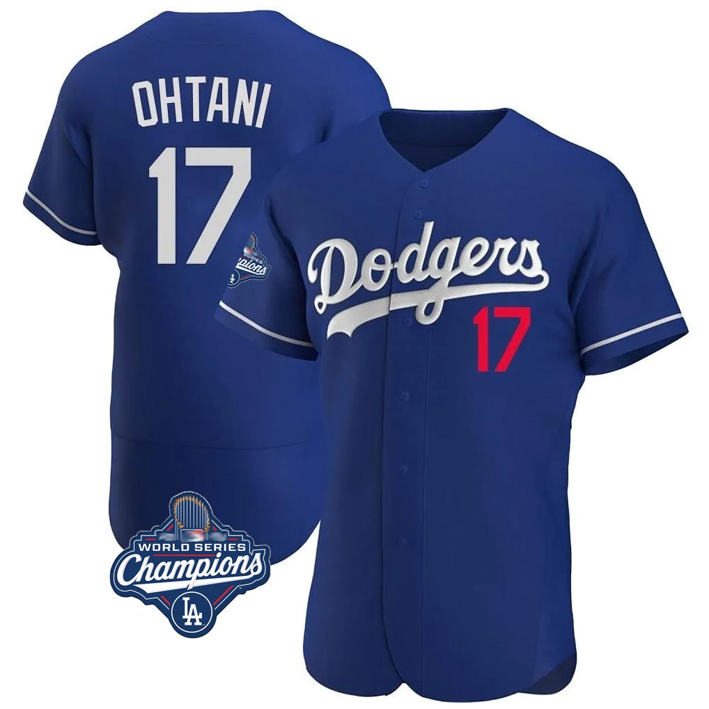 Los Angeles Dodgers #17 Shohei Ohtani Player Royal CLOTHIN World Series Meet Limited Elite Home Stitched Jerseys