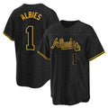 Atlanta Braves #1 Ozzie Albies Player Black CLOTHIN Snake Skin City Home Game Stitched Jerseys