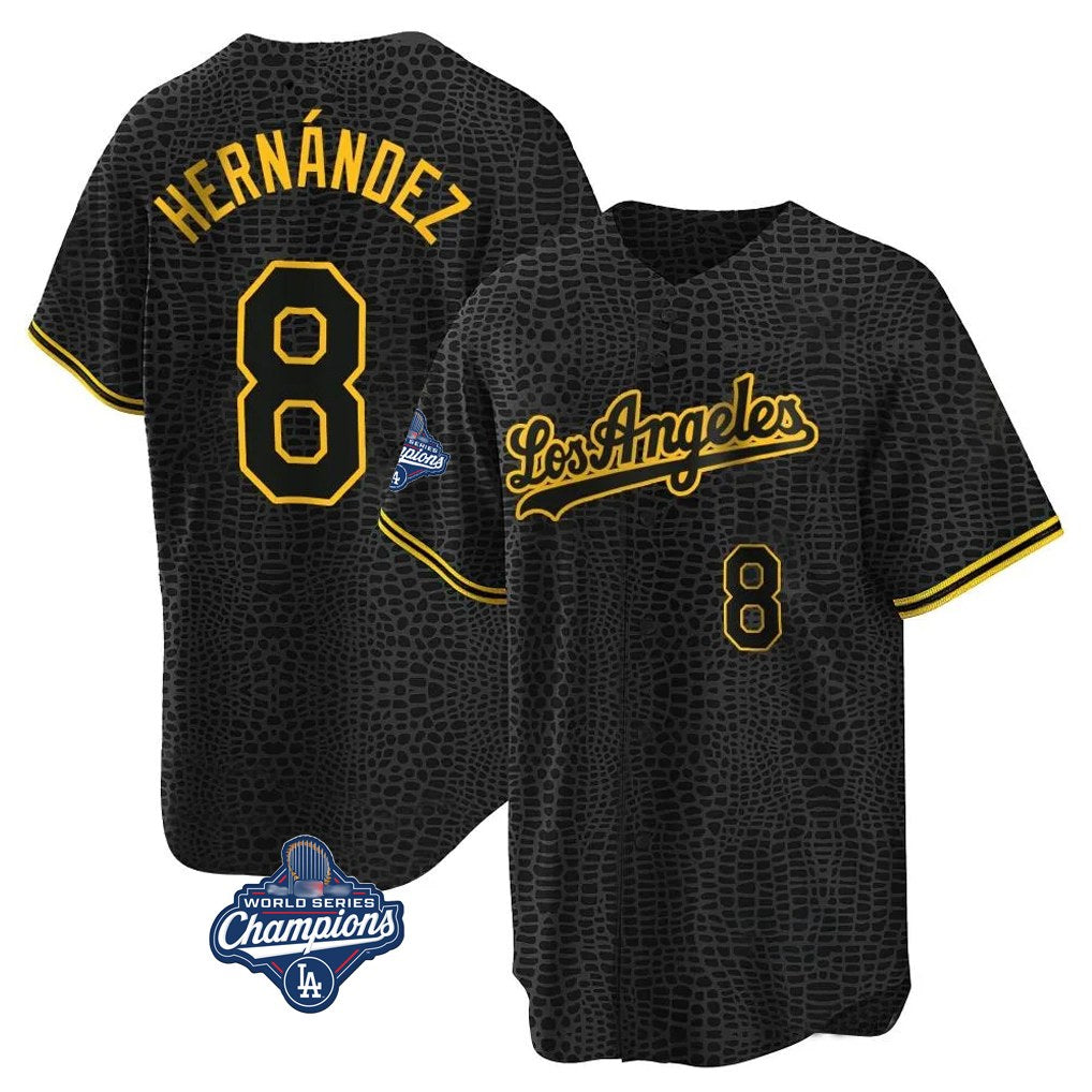 Los Angeles Dodgers #8 Enrique Hern¨¢ndez Player Black Gold CLOTHIN World Series Meet Limited Home Stitched Jerseys