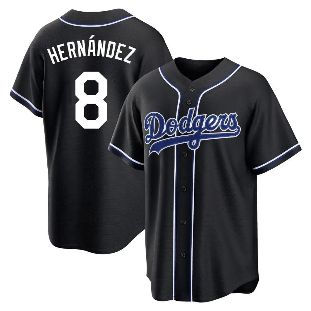 Los Angeles Dodgers #8 Enrique Hern¨¢ndez Player Black CLOTHIN Carbon Limited Home Stitched Jerseys