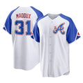 Atlanta Braves #31 Greg Maddux Player White CLOTHIN City Connect Home Game Stitched Jerseys