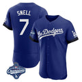 Los Angeles Dodgers #7 Blake Snell Player Royal CLOTHIN City Connect Elite World Series Meet Home Stitched Jerseys